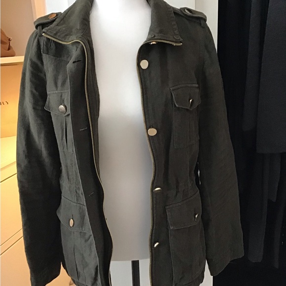 Tory Burch Green Utility Jacket with Hidden Zipper - Picture 7 of 12